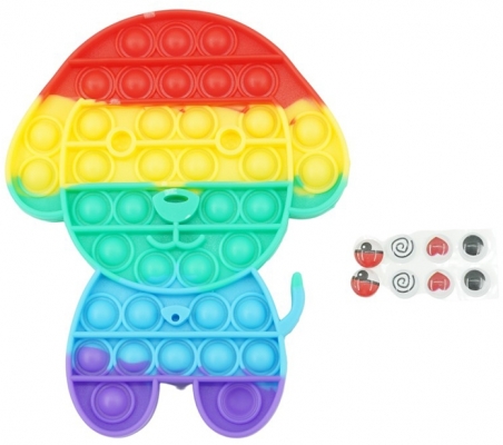 Jucarie senzoriala antistres Pop it Now, 14 x 12 cm, model Catel multicolor