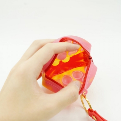 Portofel Pop it Now, 9 cm, model Rotund rosu/galben