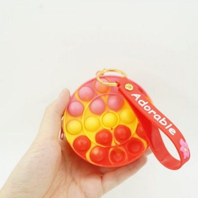 Portofel Pop it Now, 9 cm, model Rotund rosu/galben