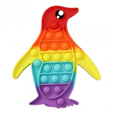 Jucarie senzoriala antistres Pop it Now, model Pinguin multicolor 