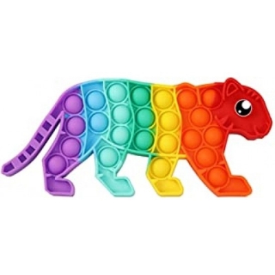 Jucarie senzoriala antistres Pop it Now, 22 cm, model Tigru multicolor