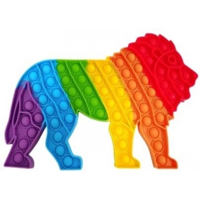 Jucarie senzoriala antistres Pop it Now, 21 cm, model Leu multicolor