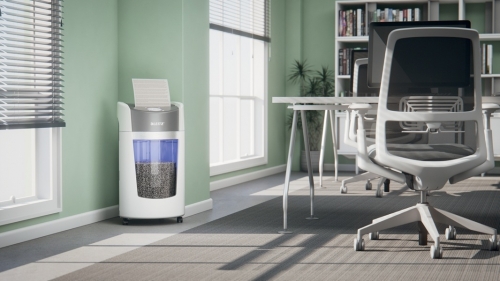 Distrugator Leitz IQ OptiMax Home Office, 350 Micro Cut P5, 22L, Alb