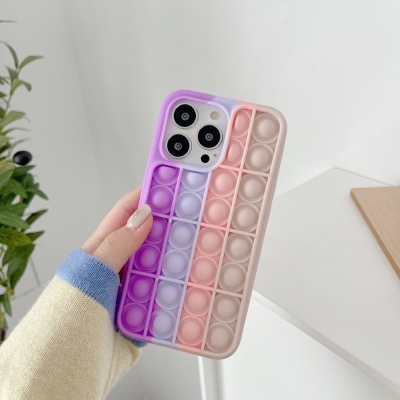 Husa de protectie Pop it now compatibila cu IPhone 13, roz/mov/crem