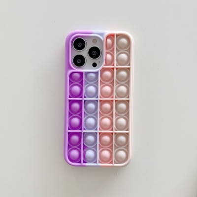 Husa de protectie Pop it now compatibila cu IPhone 13, roz/mov/crem