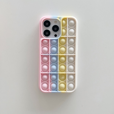 Husa de protectie Pop it now compatibila cu IPhone 13 PRO, roz/galben/alb