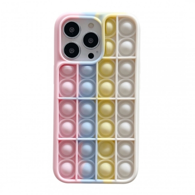 Husa de protectie Pop it now compatibila cu IPhone 13 PRO, roz/galben/alb
