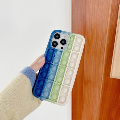 Husa de protectie Pop it now compatibila cu IPhone 13 PRO, albastru/verde/alb 