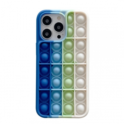 Husa de protectie Pop it now compatibila cu IPhone 13 PRO, albastru/verde/alb 