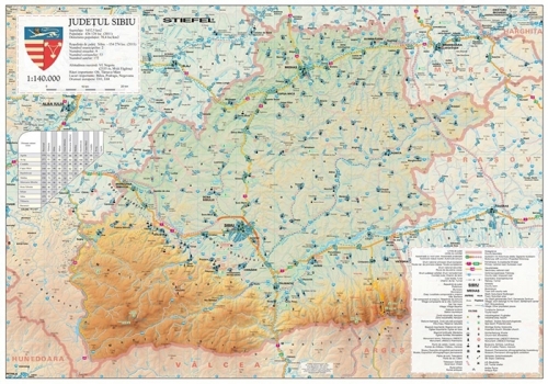 Harta Judetului Sibiu 100 x 70 cm sipci plastic
