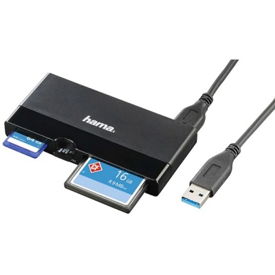 Cititor de carduri UHS II, SD/microSD, CompactFlash Tip I, negru, Hama 