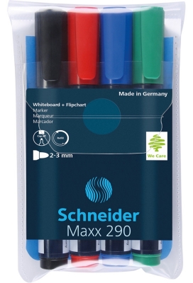 Marker whiteboard 290, 4 culori/set Schneider