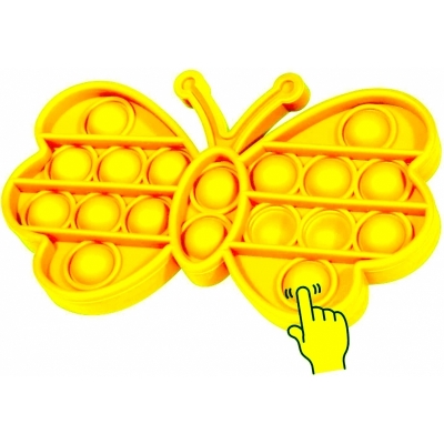 Jucarie senzoriala antistres Pop it Now and Flip it, Push Bubble model fluture culori mixte