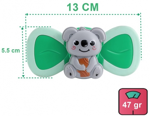 Jucarie Spinner pentru copii, cu ventuza, 2 laturi, Spinimals Premium Koala, culoare verde