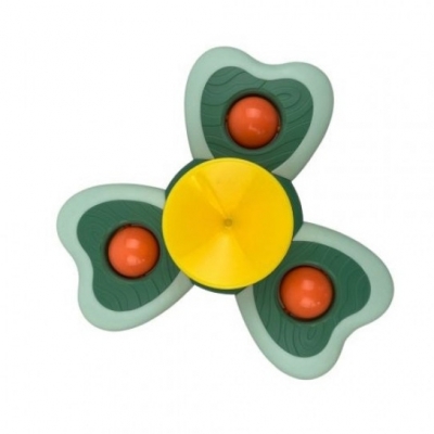 Jucarie Spinner pentru copii, cu ventuza, 3 laturi, Spinimals Premium Melc, culoare verde 