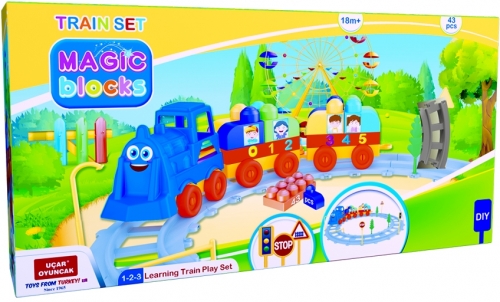 Set trenulet + sine, Magic Blocks, 43 piese, UFI