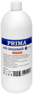 Apa oxigenata (peroxid de hidrogen) 3% PRIMA 1000 ml, antiseptic, hemostatic, pentru rani si igiena orala