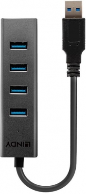 Hub USB Lindy LY-43324, 4 Port, USB 3.0, negru