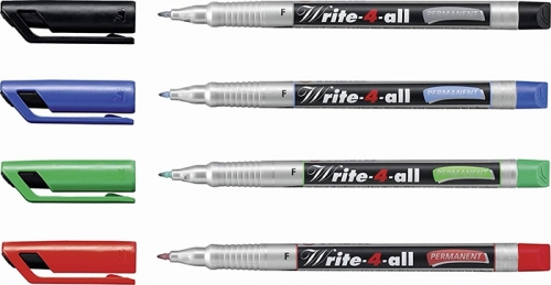 Marker permanent Write 4 All, 0.7 mm, 4 buc/set Stabilo