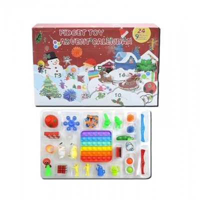 Calendar Craciun Advent cu diverse jucarii senzoriale antistres Pop It, 24 piese