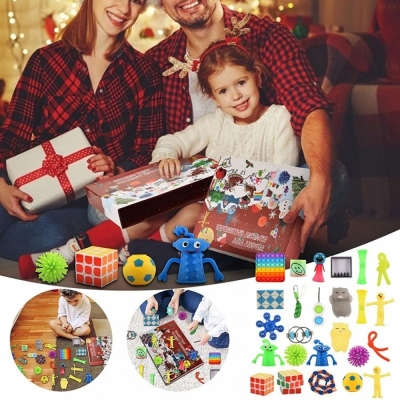 Calendar Craciun Advent cu diverse jucarii senzoriale antistres Pop It, 24 piese