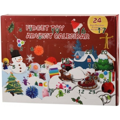 Calendar Craciun Advent cu diverse jucarii senzoriale antistres Pop It, 24 piese