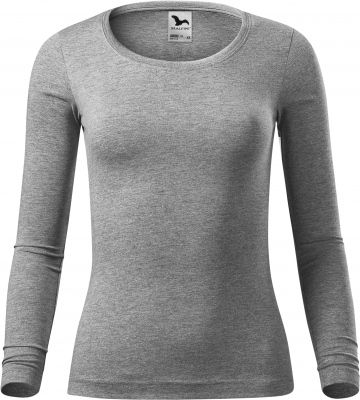 Tricou cu maneca lunga, pentru dama, gri inchis, Malfini