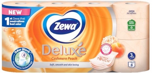 Hartie igienica 3 straturi, Deluxe Cashmere Peach, Zewa, 8 role/set