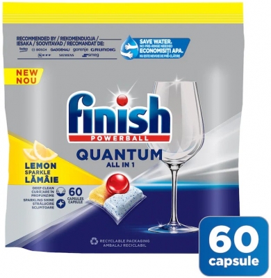 Tablete masina de spalat vase Quantum Ultimate Lemon, 60 buc/set, Finish