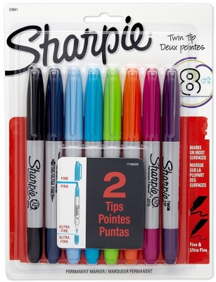 Marker permanent Twin Tip Bullet 8 buc/set Sharpie