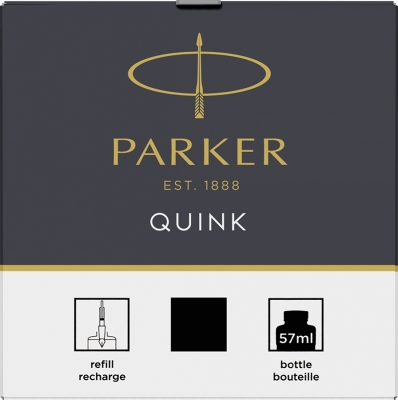 Calimara cu cerneala permanenta, culoare negru, 57 ml, Quink Parker