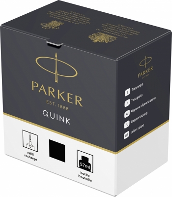 Calimara cu cerneala permanenta, culoare negru, 57 ml, Quink Parker