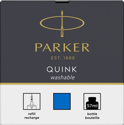 Calimara cu cerneala lavabila, culoare albastru, 57 ml, Quink Parker