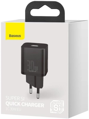 Incarcator retea Baseus Super Si, Quick Charge 30W, 1 x USB Type-C 5V/3A, negru