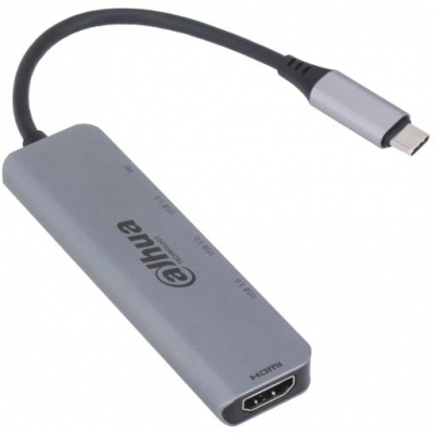 DAHUA 5 IN 1 USB 3.1 TYPE-C TO HDMI Docking station, intrare: USB Type- C, Iesire: 3 x USB 3.0, 1 x HDMI, 1 x PD, Dimensiuni:101.0 mm × 28.0 mm × 10.0 mm, Greutate: 40g.