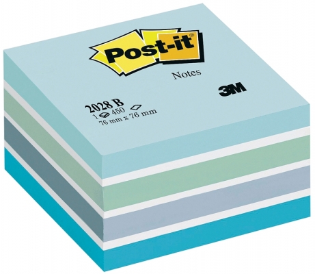 Notite adezive albastru pastel cub Post-It 76 mm x 76 mm 450 file/bloc 3M