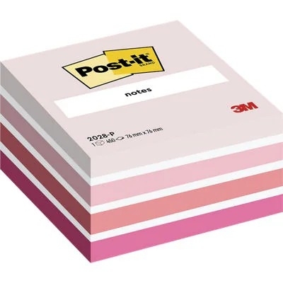 Notite adezive roz pastel cub Post-It 76 mm x 76 mm 3M