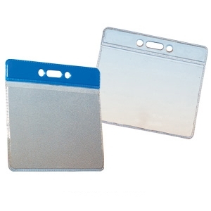 Port - card din PVC orizontal, 90 x 60 mm, cu margine colorata albastru
