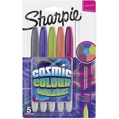 Marker permanent, cosmic fine point bullet, mix color, 4/set, Sharpie