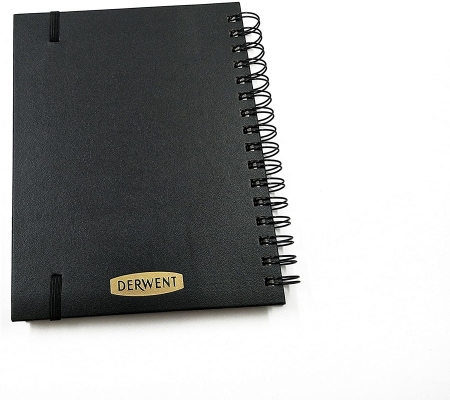 Caiet pentru schite si desen, A4, cu spira, 56 coli, 165 gsm, mapa inclusa, hartie alba, negru-vinil Derwent Professional