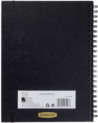 Caiet pentru schite si desen, A5, cu spira, 56 coli, 165 gsm, mapa inclusa, hartie alba, negru-vinil Derwent Professional
