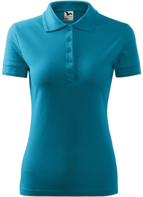 Tricou piqué polo, 200 g/m2, pentru femei, turcoaz inchis, Malfini