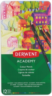 Set 12 creioane colorate, calitate superioara, pentru artisti aspiranti Derwent Academy