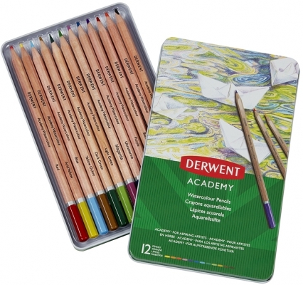 Set 12 creioane acurela colorate, Derwent Academy