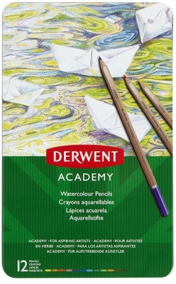 Set 12 creioane acurela colorate, Derwent Academy