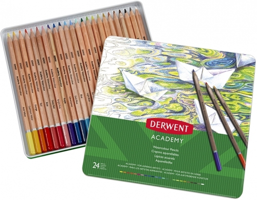 Set 24 creioane acurela tonurile pielli, Derwent Academy