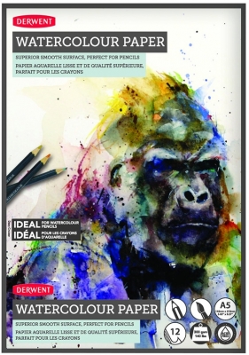 Caiet pentru desen pe baza de apa, A5, 12 coli, 300 gsm, hartie alba Derwent Proffesional