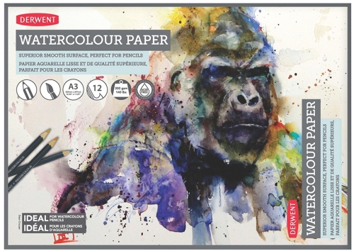 Caiet pentru desen pe baza de apa, A3, 12 coli, 300 gsm, hartie alba Derwent Proffesional