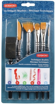 Pensula pentru pictat, diverse modele, blister, negru 6 buc/set Derwent Professional