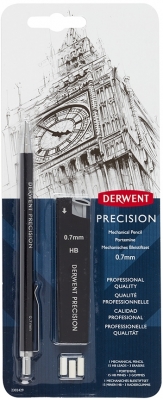 Creion mecanic metalic, HB 0.7 mm, calitate premium, rezerve mine si radiere incluse, negru Derwent Professional